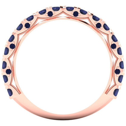 3.13 cttw Simulated Blue Sapphire Round Cut Rose Gold Eternity Wedding Band