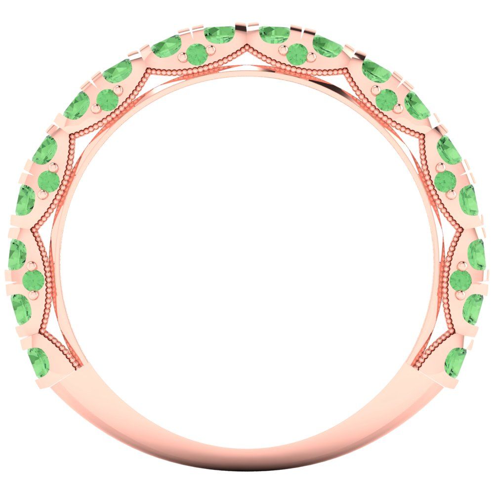 3.13 cttw Simulated Green Diamond Round Cut Rose Gold Eternity Wedding Band