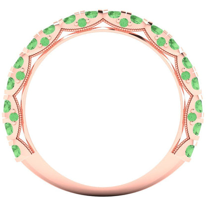 3.13 cttw Simulated Green Diamond Round Cut Rose Gold Eternity Wedding Band