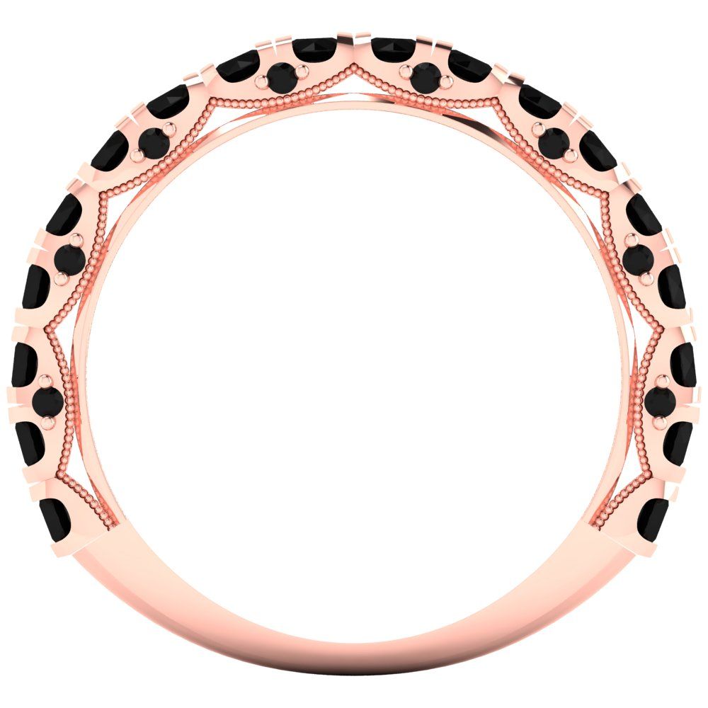 3.13 cttw Natural Onyx Round Cut Rose Gold Eternity Wedding Band