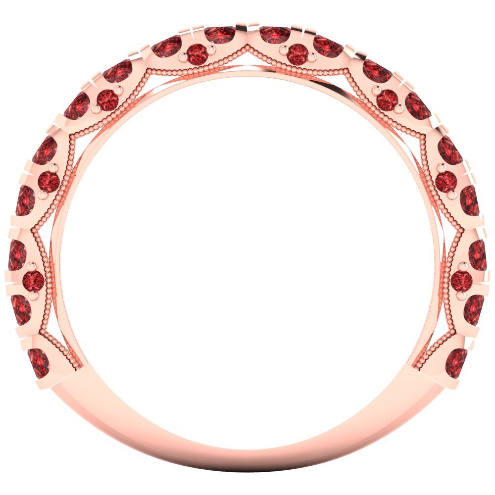 3.13 cttw Natural Garnet Round Cut Rose Gold Eternity Wedding Band