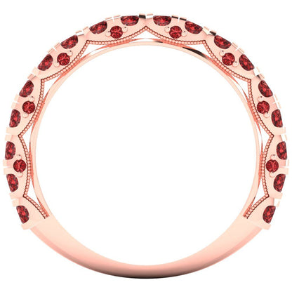 3.13 cttw Natural Garnet Round Cut Rose Gold Eternity Wedding Band