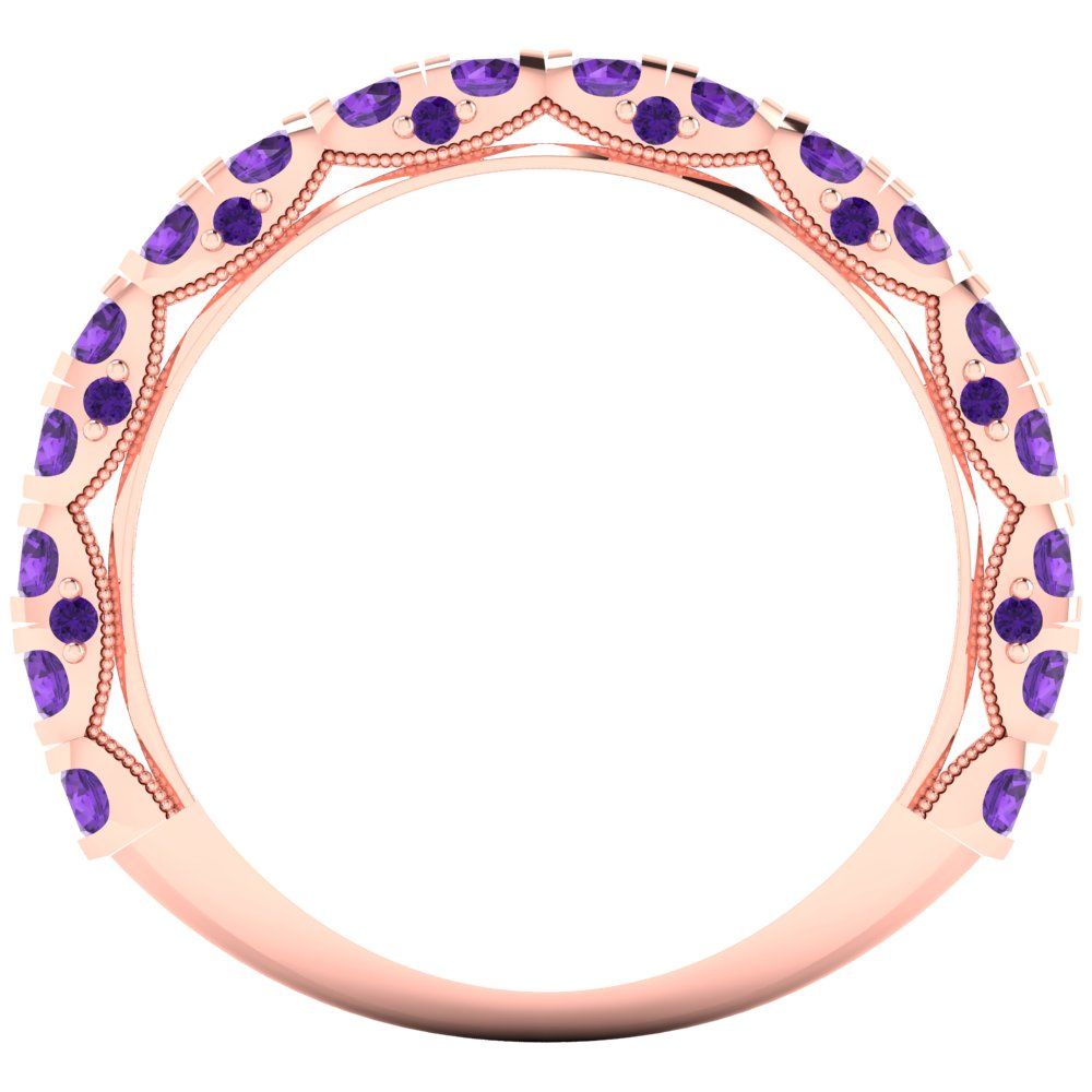 3.13 cttw Natural Amethyst Round Cut Rose Gold Eternity Wedding Band