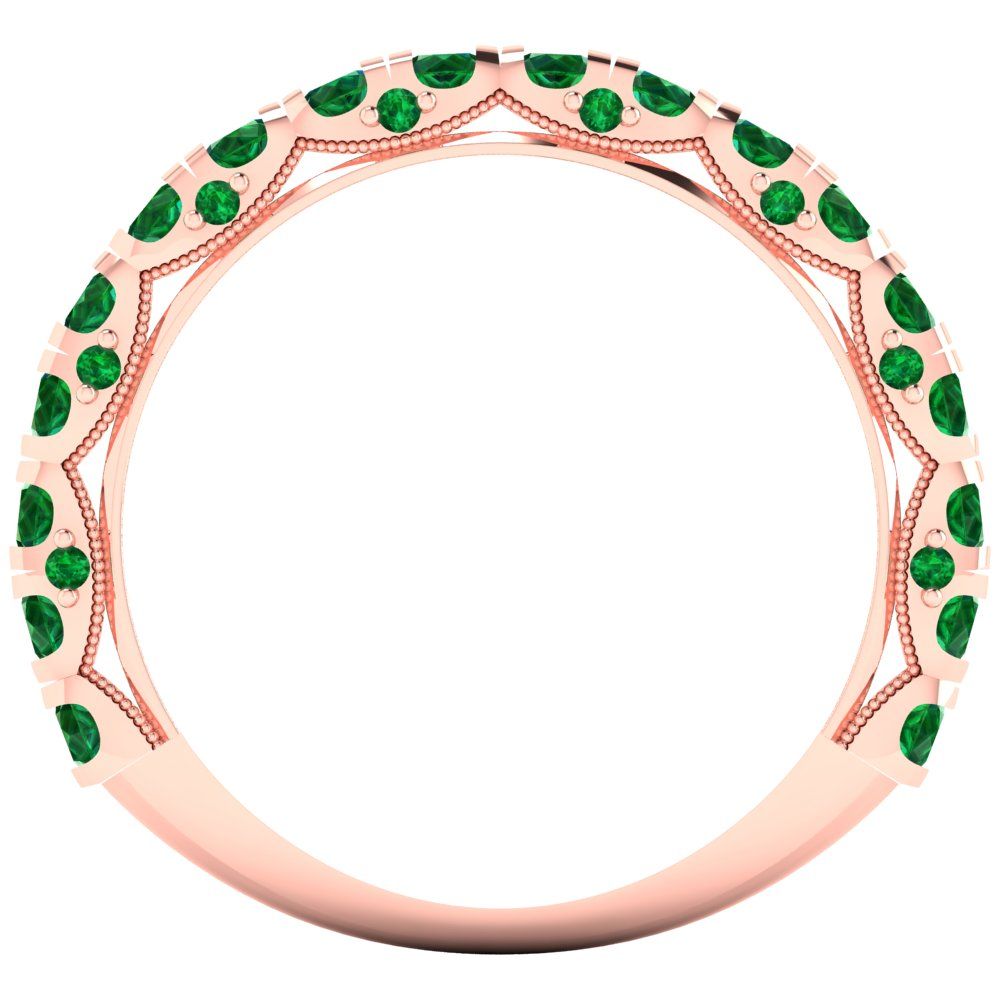 3.13 cttw Simulated Emerald Round Cut Rose Gold Eternity Wedding Band