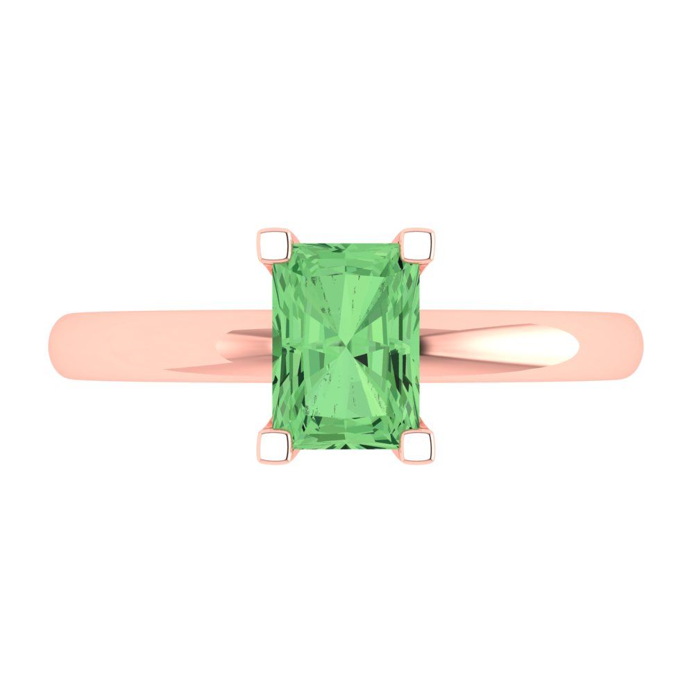 1 cttw Zirconia Simulated Green Diamond Solitaire  Engagement Ring - Solid Gold (VVS1, Emerald Cut,7X5mm)