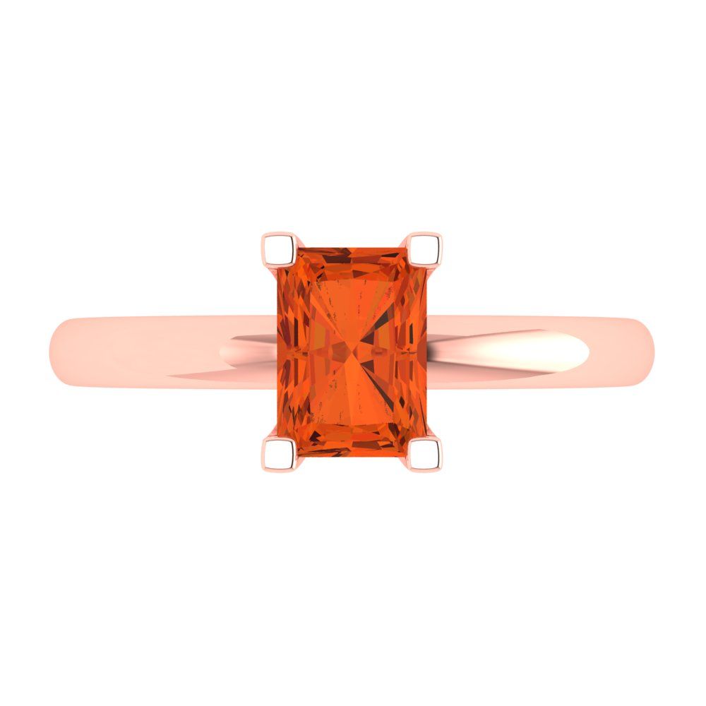 1 cttw Zirconia Simulated Red Diamond Solitaire  Engagement Ring - Solid Gold (VVS1, Emerald Cut,7X5mm)