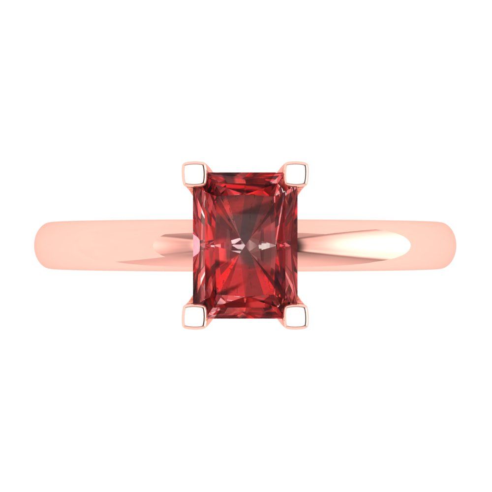 1 cttw Natural Garnet Solitaire  Engagement Ring - Solid Gold (Emerald Cut,7X5mm)