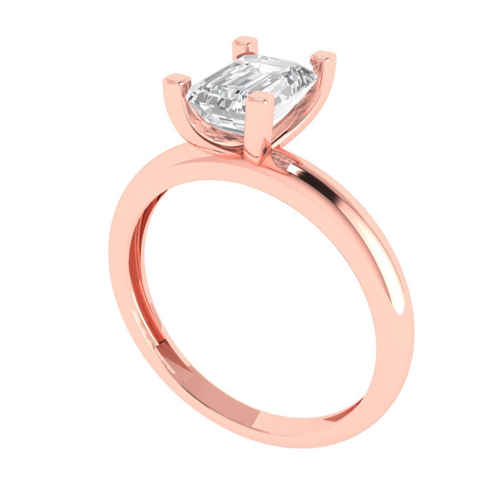 EMERALD Cut Promise Ring, Promise Ring Tiny, Ring Promise Tiny, 1 Ct Simulated Emerald Cut Solitaire Engagement Wedding Rings 14k Rose Gold