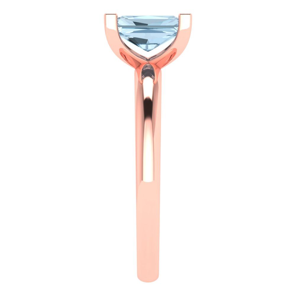 1 cttw Natural Swiss Blue Topaz Solitaire  Engagement Ring - Solid Gold (Emerald Cut,7X5mm)