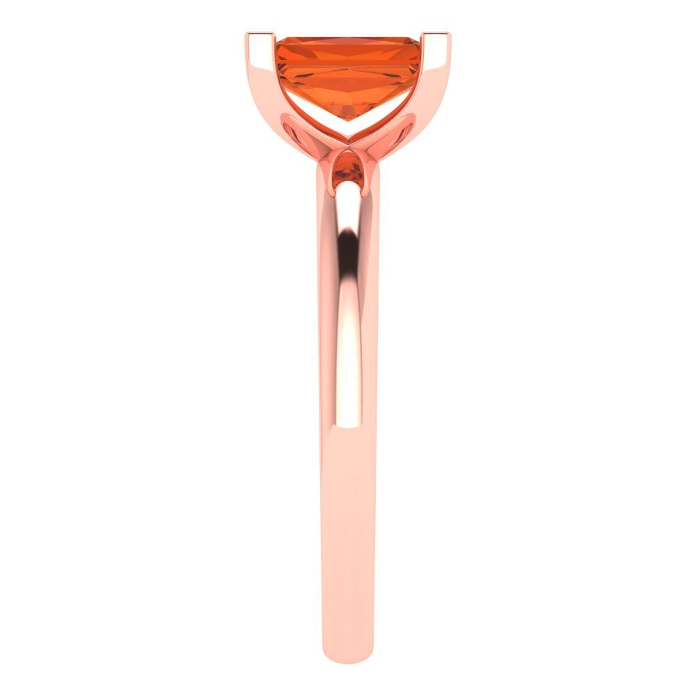 1 cttw Zirconia Simulated Red Diamond Solitaire  Engagement Ring - Solid Gold (VVS1, Emerald Cut,7X5mm)