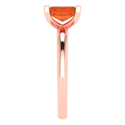 1 cttw Zirconia Simulated Red Diamond Solitaire  Engagement Ring - Solid Gold (VVS1, Emerald Cut,7X5mm)