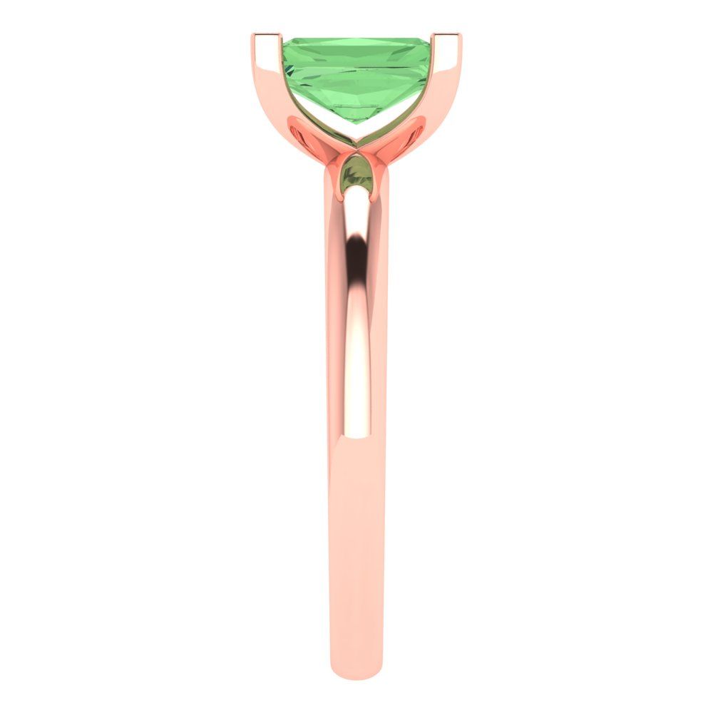 1 cttw Zirconia Simulated Green Diamond Solitaire  Engagement Ring - Solid Gold (VVS1, Emerald Cut,7X5mm)