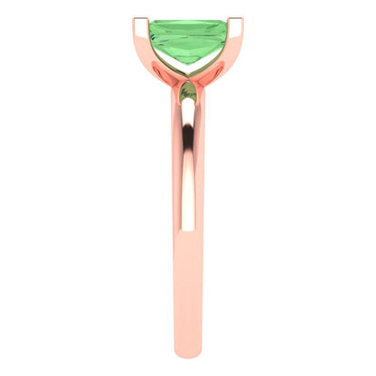 1 cttw Zirconia Simulated Green Diamond Solitaire  Engagement Ring - Solid Gold (VVS1, Emerald Cut,7X5mm)