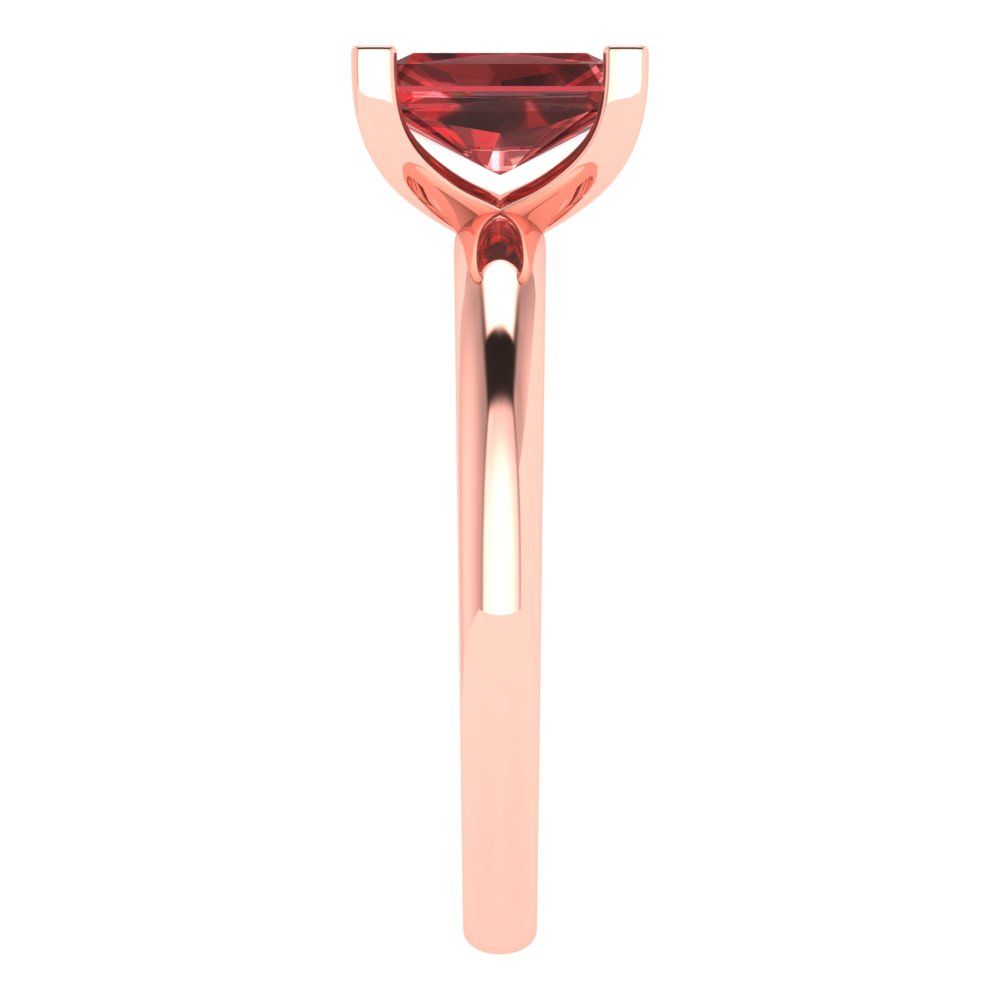 1 cttw Natural Garnet Solitaire  Engagement Ring - Solid Gold (Emerald Cut,7X5mm)