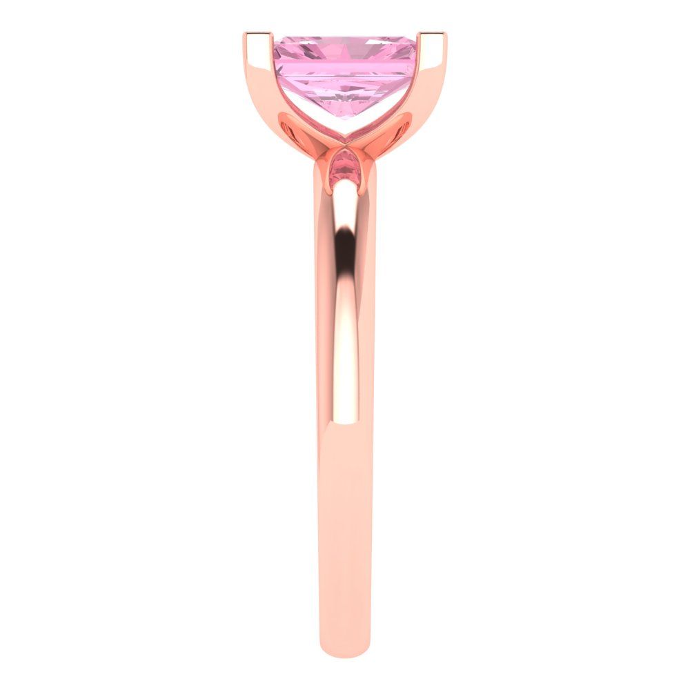 1 cttw Zirconia Simulated Pink Diamond Solitaire  Engagement Ring - Solid Gold (VVS1, Emerald Cut,7X5mm)