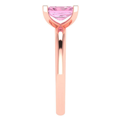 1 cttw Zirconia Simulated Pink Diamond Solitaire  Engagement Ring - Solid Gold (VVS1, Emerald Cut,7X5mm)