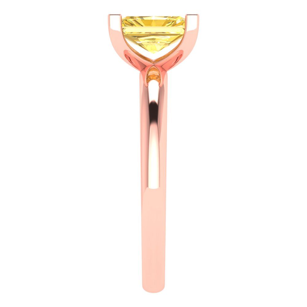 1 cttw Zirconia Simulated Yellow Diamond Solitaire  Engagement Ring - Solid Gold (VVS1, Emerald Cut,7X5mm)