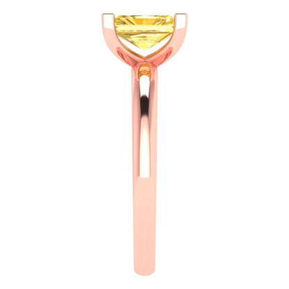 1 cttw Zirconia Simulated Yellow Diamond Solitaire  Engagement Ring - Solid Gold (VVS1, Emerald Cut,7X5mm)