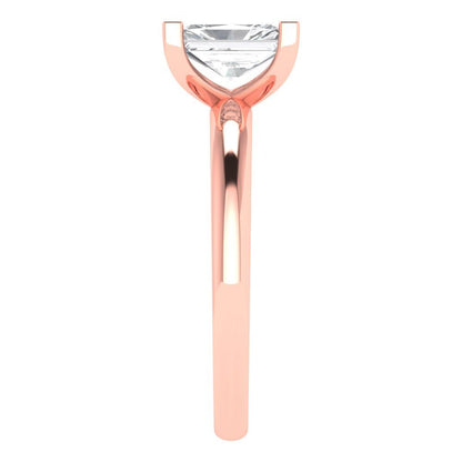 1 cttw White Sapphire Solitaire  Engagement Ring - Solid Gold (Emerald Cut,7X5mm)