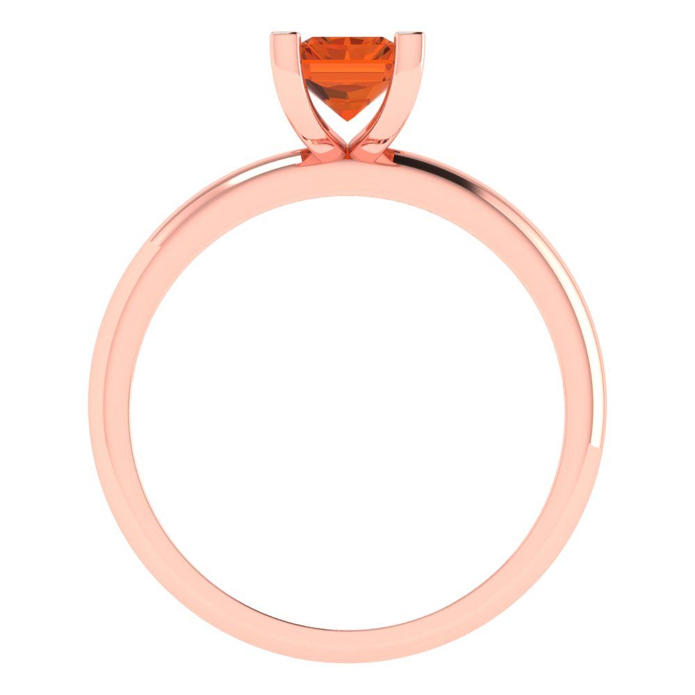 1 cttw Zirconia Simulated Red Diamond Solitaire  Engagement Ring - Solid Gold (VVS1, Emerald Cut,7X5mm)