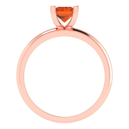 1 cttw Zirconia Simulated Red Diamond Solitaire  Engagement Ring - Solid Gold (VVS1, Emerald Cut,7X5mm)