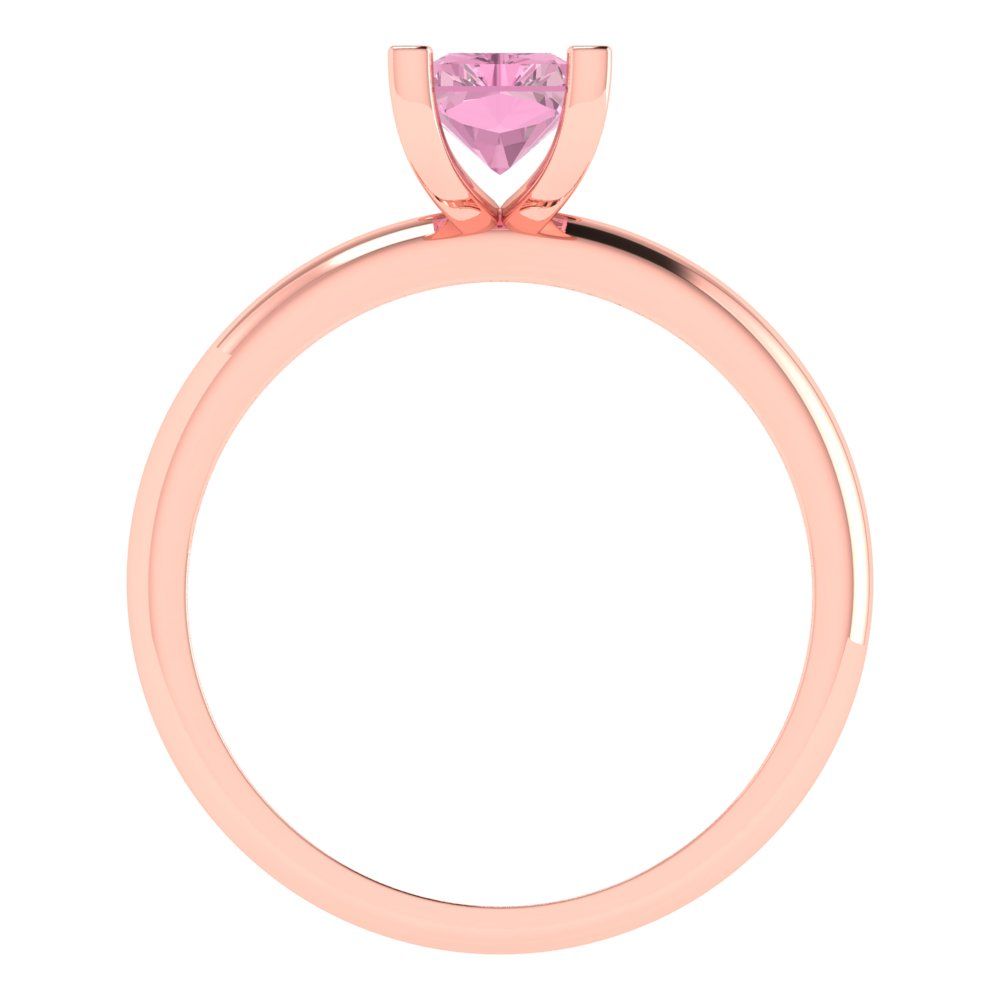 1 cttw Zirconia Simulated Pink Diamond Solitaire  Engagement Ring - Solid Gold (VVS1, Emerald Cut,7X5mm)