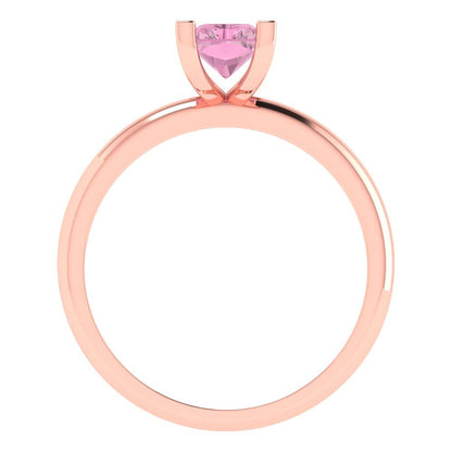 1 cttw Zirconia Simulated Pink Diamond Solitaire  Engagement Ring - Solid Gold (VVS1, Emerald Cut,7X5mm)