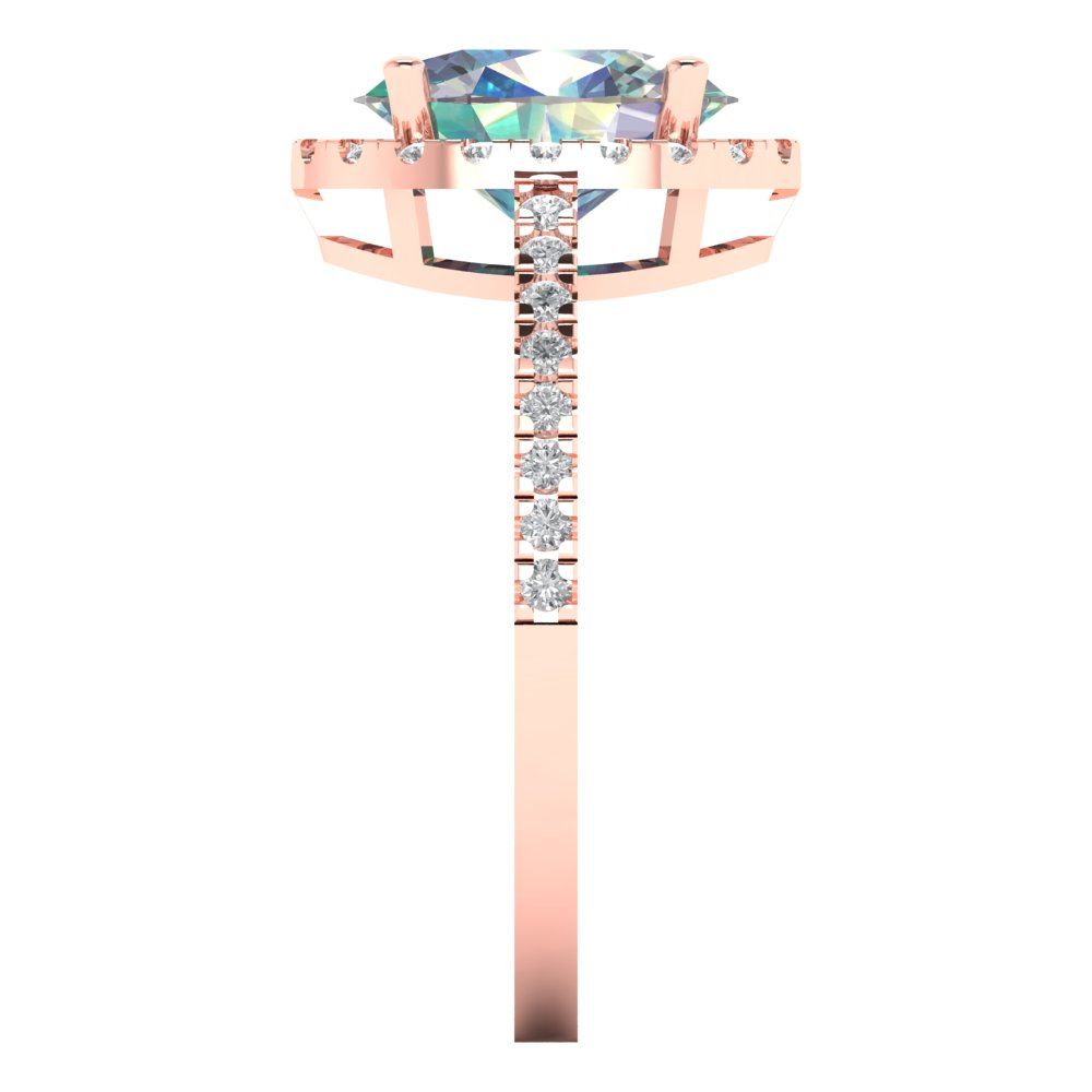 2.27 cttw Blue Moissanite Solitaire with Zirconia Simulated Diamond Accents Engagement Ring - Solid Gold (Oval Cut,9X7mm)