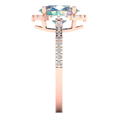 2.27 cttw Blue Moissanite Solitaire with Zirconia Simulated Diamond Accents Engagement Ring - Solid Gold (Oval Cut,9X7mm)