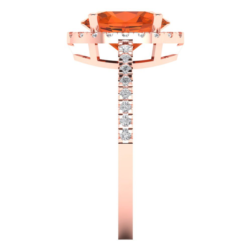 2.27 cttw Zirconia Simulated Red Diamond Solitaire with Zirconia Simulated Diamond Accents Engagement Ring - Solid Gold (VVS1, Oval Cut,9X7mm)