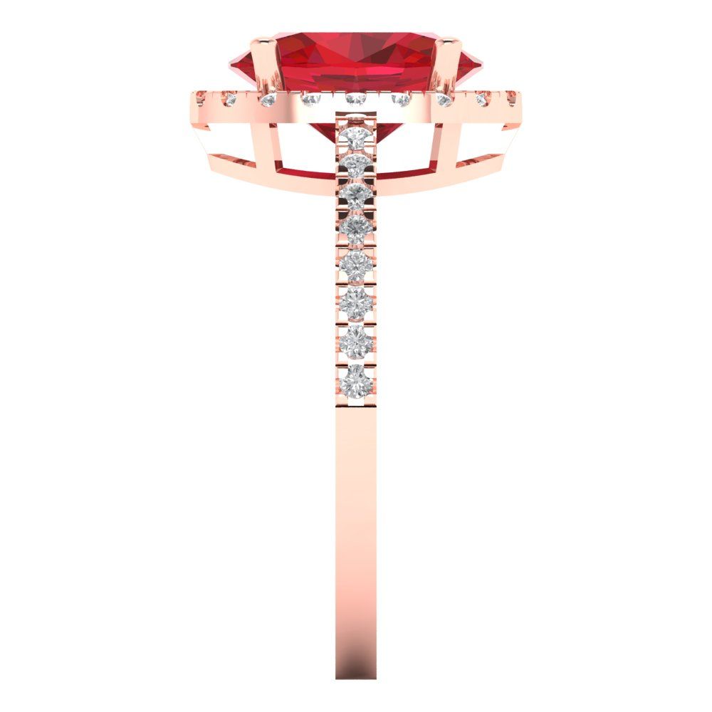 2.27 cttw Simulated Pink Tourmaline Solitaire with Zirconia Simulated Diamond Accents Engagement Ring - Solid Gold (Oval Cut,9X7mm)