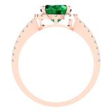 2.27 ct Brilliant Oval Cut Simulated Emerald Stone Rose Gold Solitaire with Accents Ring