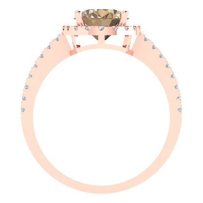 2.27 cttw Yellow Moissanite Solitaire with Zirconia Simulated Diamond Accents Engagement Ring - Solid Gold (Oval Cut,9X7mm)