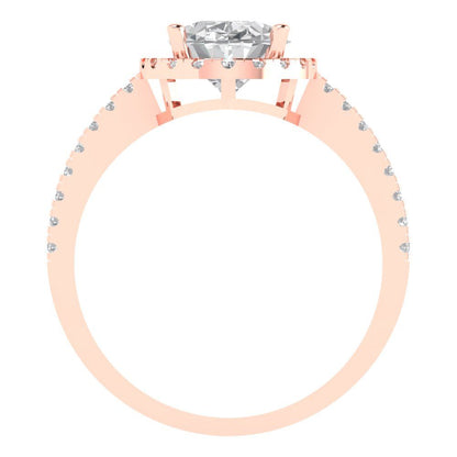 2.27 cttw Zirconia Simulated Diamond Solitaire with Zirconia Simulated Diamond Accents Engagement Ring - Solid Gold (VVS1, Oval Cut,9X7mm)