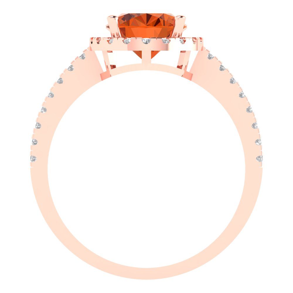 2.27 cttw Simulated Pink Tourmaline Solitaire with Zirconia Simulated Diamond Accents Engagement Ring - Solid Gold (Oval Cut,9X7mm)