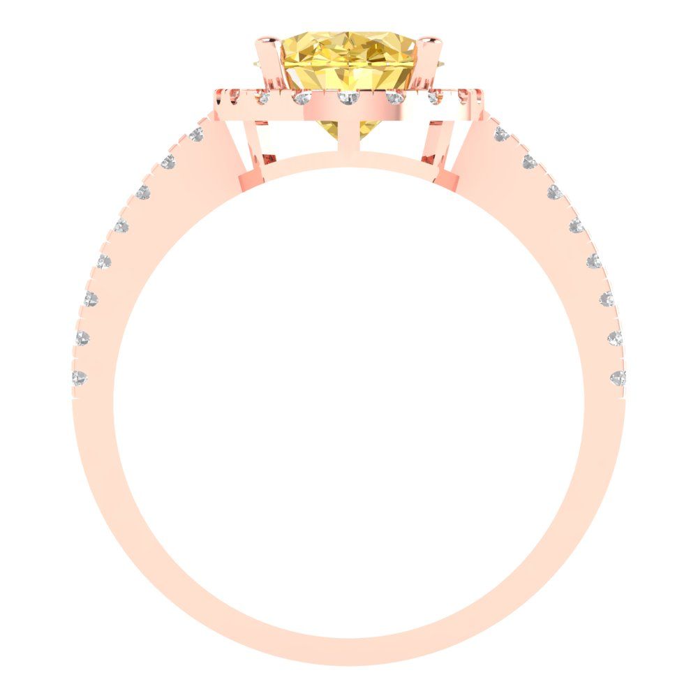 2.27 cttw Natural Citrine Solitaire with Zirconia Simulated Diamond Accents Engagement Ring - Solid Gold (Oval Cut,9X7mm)