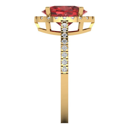 2.27 cttw Natural Garnet Solitaire with Zirconia Simulated Diamond Accents Engagement Ring - Solid Gold (Oval Cut,9X7mm)