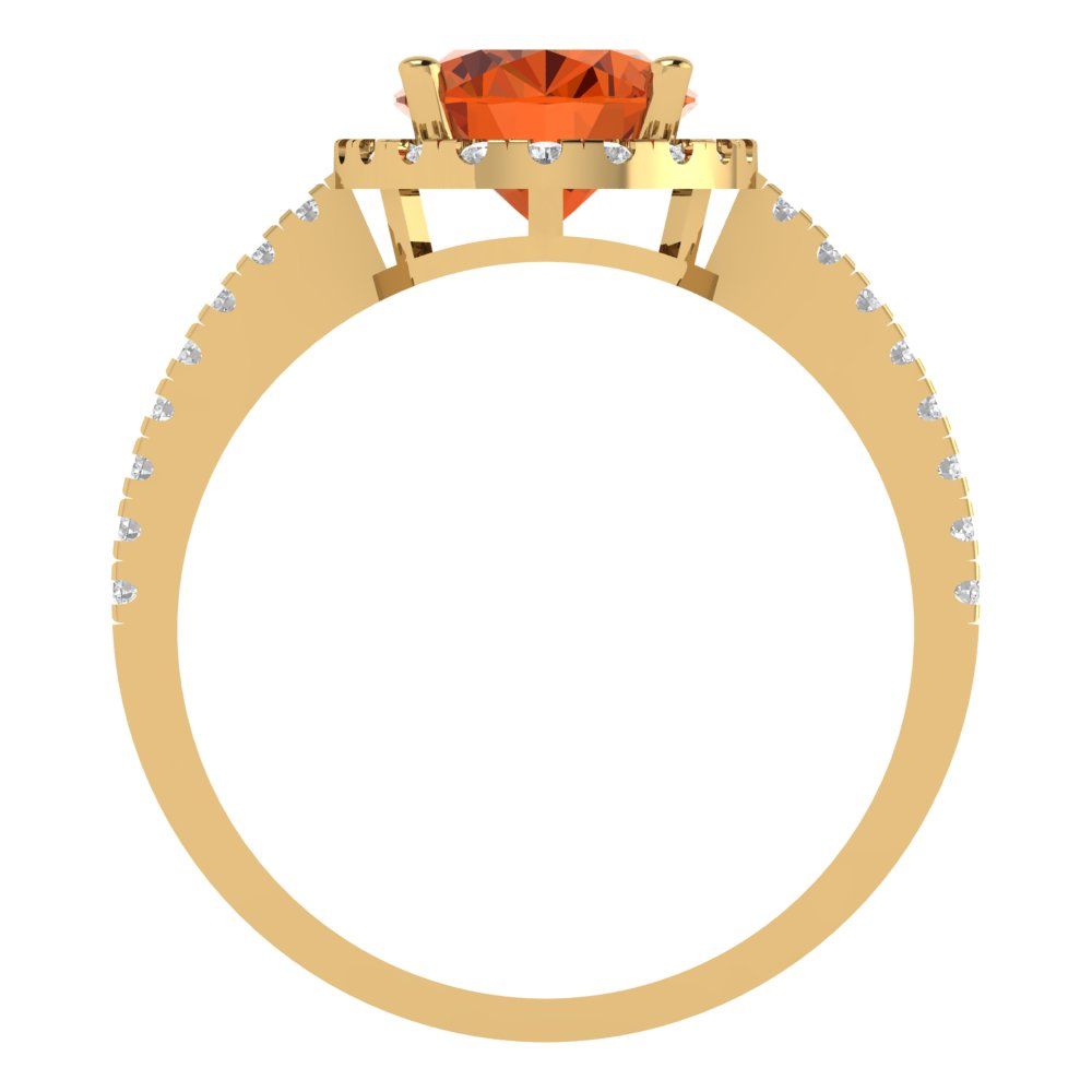 2.27 cttw Zirconia Simulated Red Diamond Solitaire with Zirconia Simulated Diamond Accents Engagement Ring - Solid Gold (VVS1, Oval Cut,9X7mm)