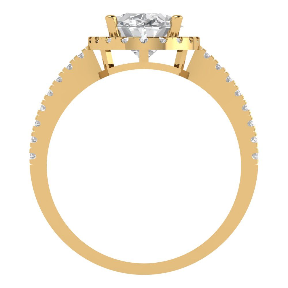 2.27 cttw White Sapphire Solitaire with Zirconia Simulated Diamond Accents Engagement Ring - Solid Gold (Oval Cut,9X7mm)
