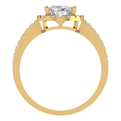 2.27 cttw White Sapphire Solitaire with Zirconia Simulated Diamond Accents Engagement Ring - Solid Gold (Oval Cut,9X7mm)