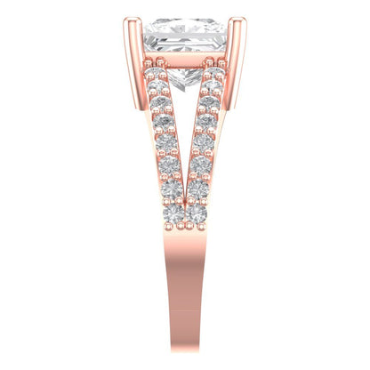 2.48 cttw White Sapphire Solitaire with Zirconia Simulated Diamond Accents Engagement Ring - Solid Gold (Princess Cut,7.0mm)