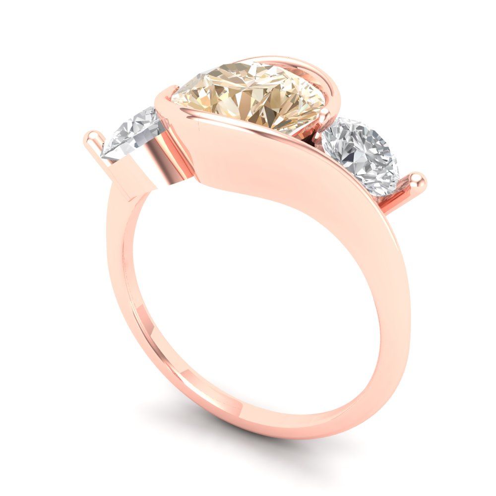 3.5 cttw Natural Morganite Three-Stone Engagement Ring - Solid Gold (Round Cut,8.0mm)