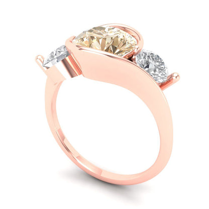 3.5 cttw Natural Morganite Three-Stone Engagement Ring - Solid Gold (Round Cut,8.0mm)