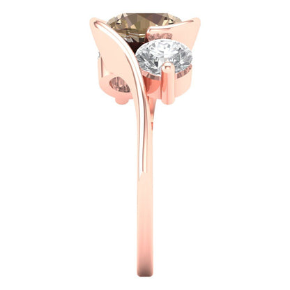 3.5 cttw Yellow Moissanite Three-Stone Engagement Ring - Solid Gold (Round Cut,8.0mm)