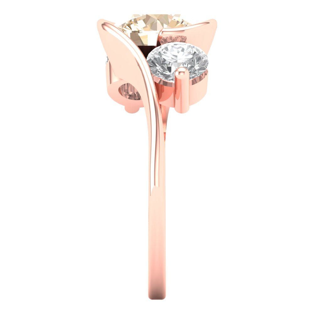 3.5 cttw Natural Morganite Three-Stone Engagement Ring - Solid Gold (Round Cut,8.0mm)