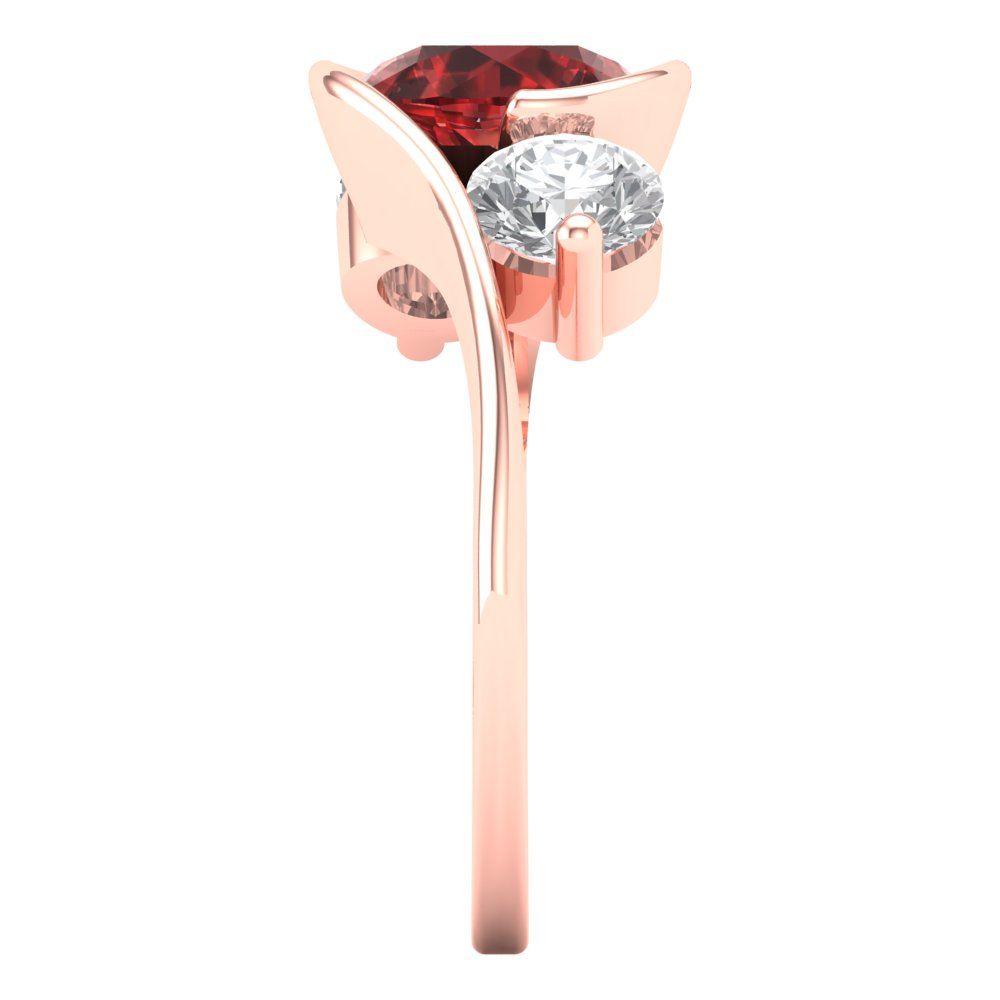 3.5 cttw Natural Garnet Three-Stone Engagement Ring - Solid Gold (Round Cut,8.0mm)