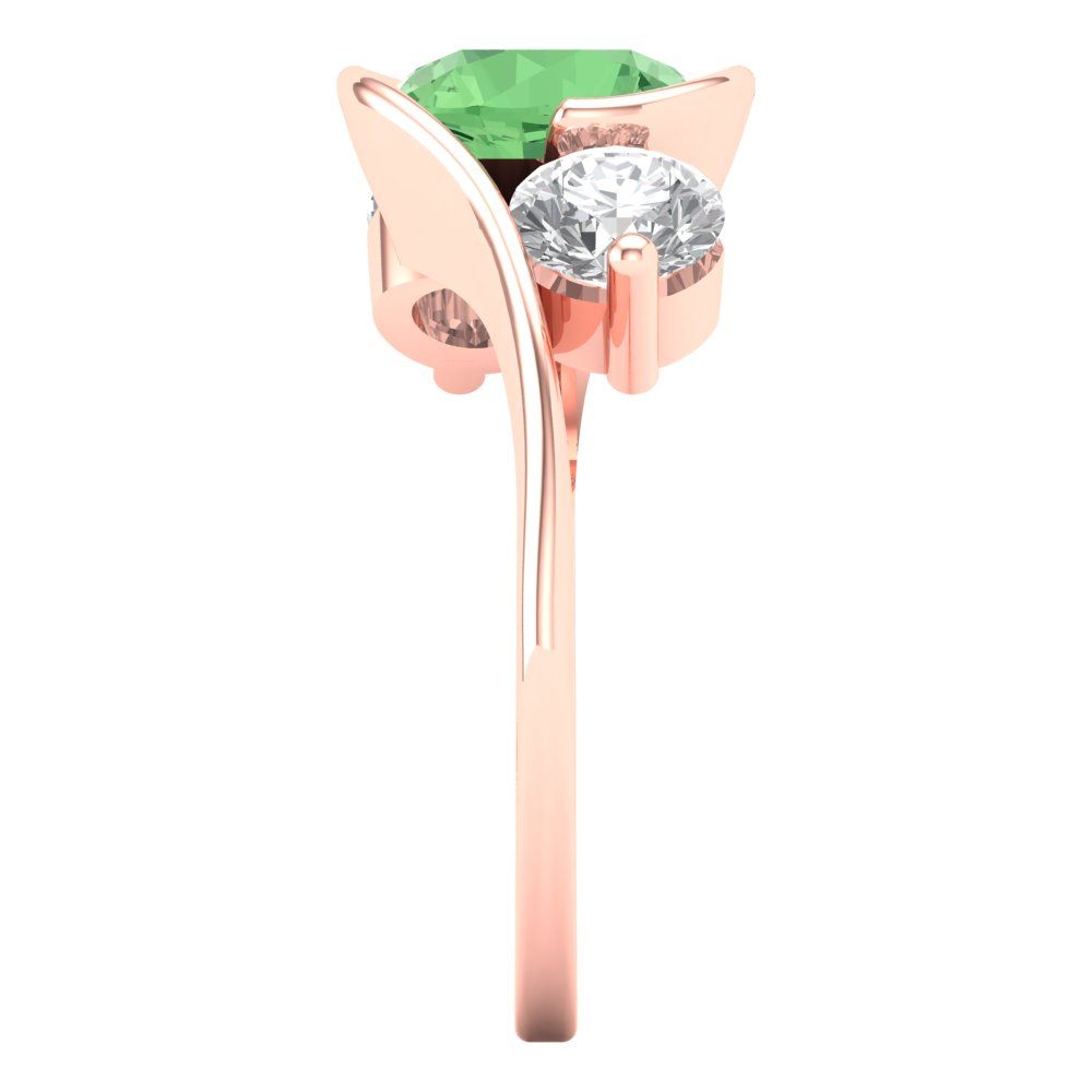 3.5 cttw Zirconia Simulated Green Diamond Three-Stone Engagement Ring - Solid Gold (VVS1, Round Cut,8.0mm)