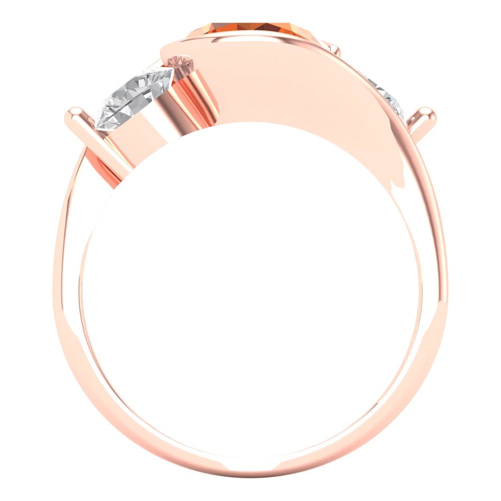 3.5 cttw Simulated Pink Tourmaline Three-Stone Engagement Ring - Solid Gold (Round Cut,8.0mm)