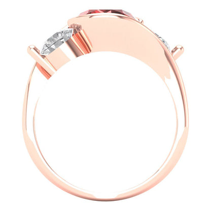 3.5 cttw Natural Garnet Three-Stone Engagement Ring - Solid Gold (Round Cut,8.0mm)