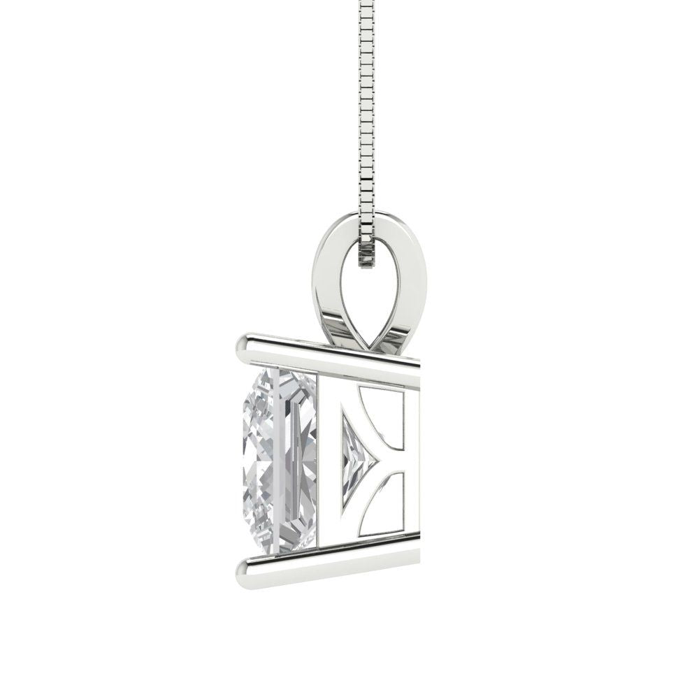 2 tcw Necklace Pendant - 14K Yellow Gold Princess Cut Solitaire  White Sapphire - Adjustable Length - 15in Box Chain to 18in